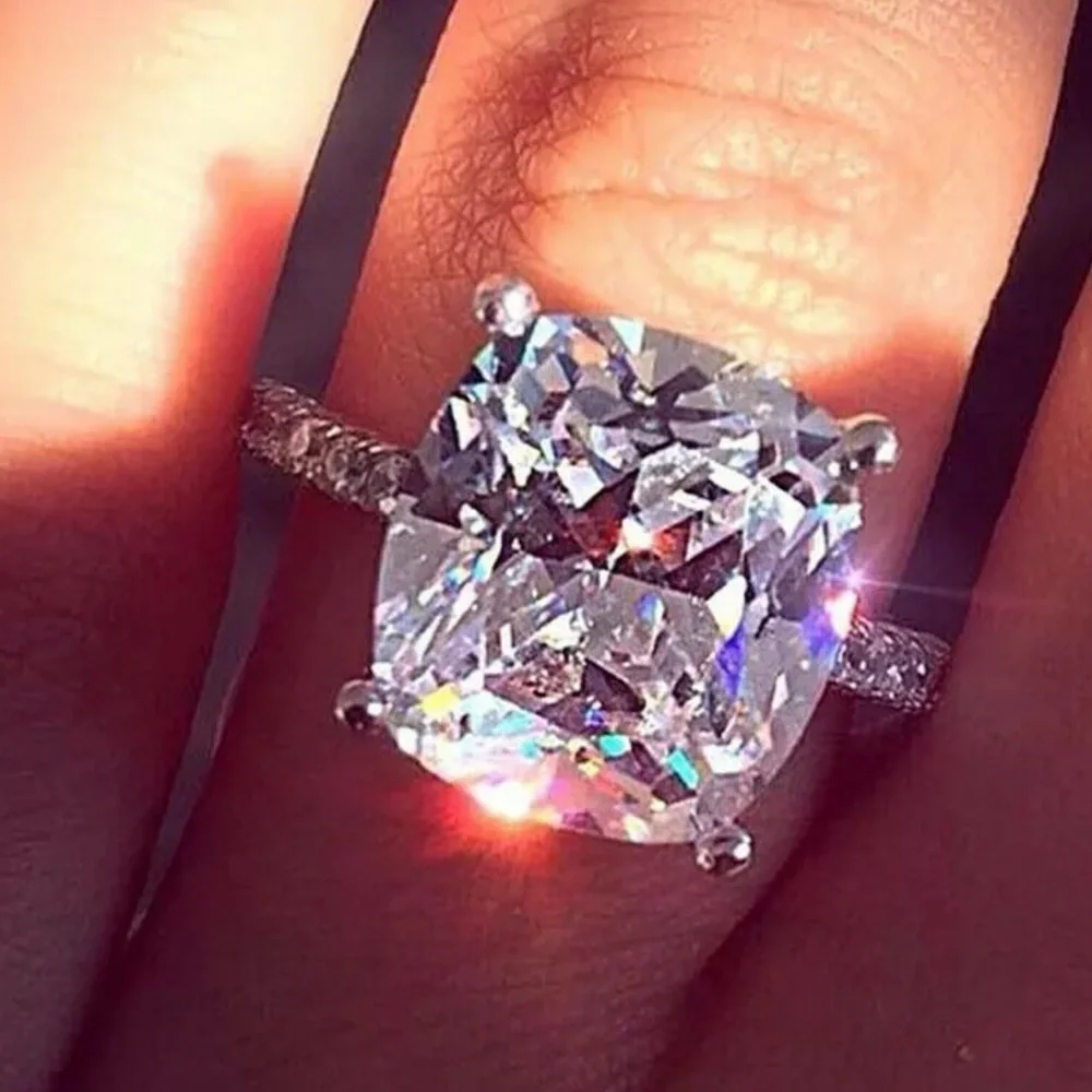 New Princess Engagement Sapphire CZ Silver Ring